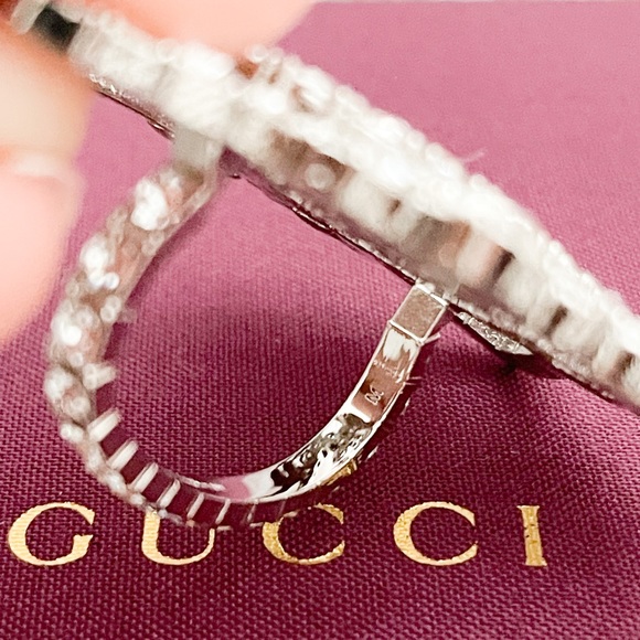 RUNWAY New! Gucci Strass Crystal Interlocking GG Flower Multi-Finger Ring - Picture 8 of 11